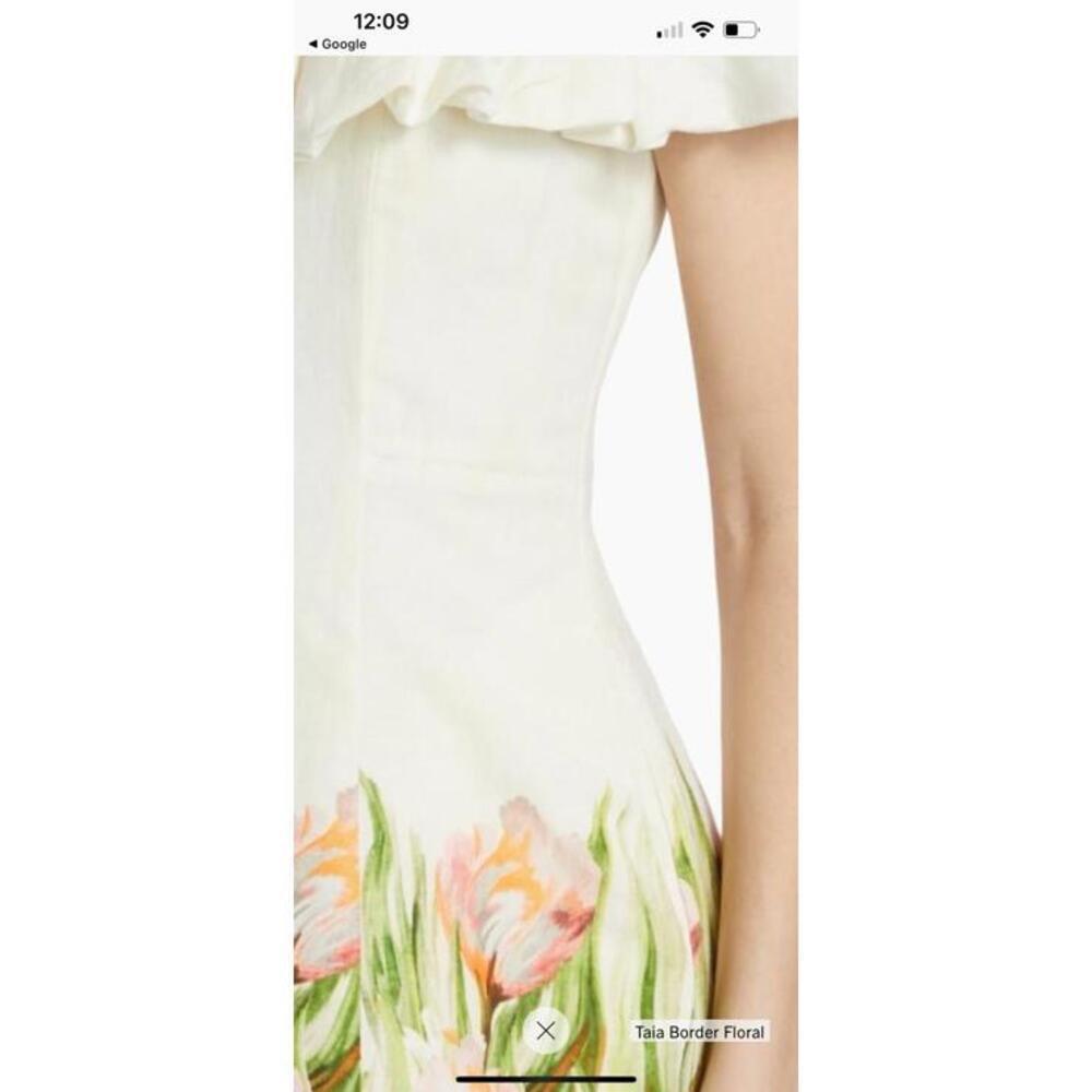 $495 Nicholas The Label Uma Ruffed Off The Shoulder Mini Floral Dress Size 2 - Picture 4 of 14